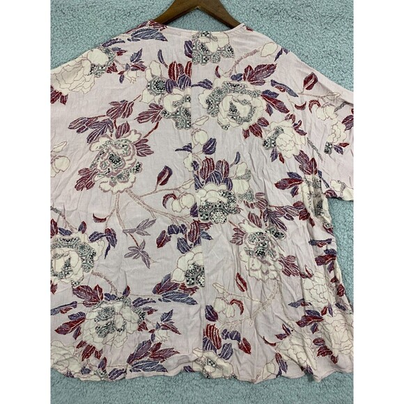 Women's XS Knox Rose Open Front Floral Short Sleeve Cardigan Blouse - Picture 4 of 12